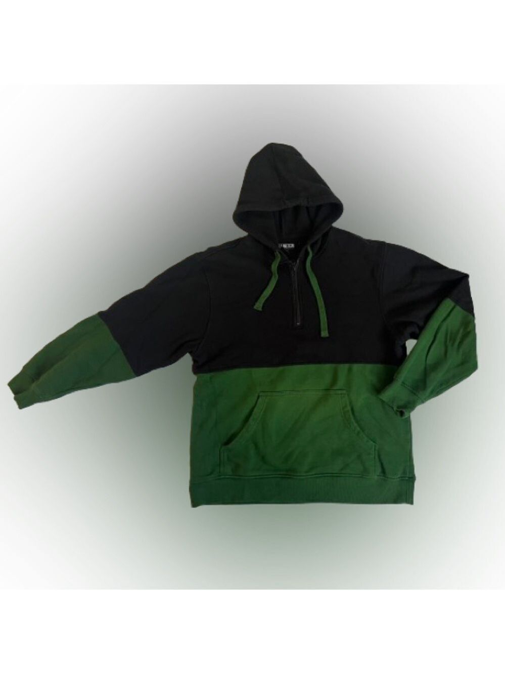 Wellington Men’s Black Green Block 1/4 Zip Sweatshirt Hoodie. Size L